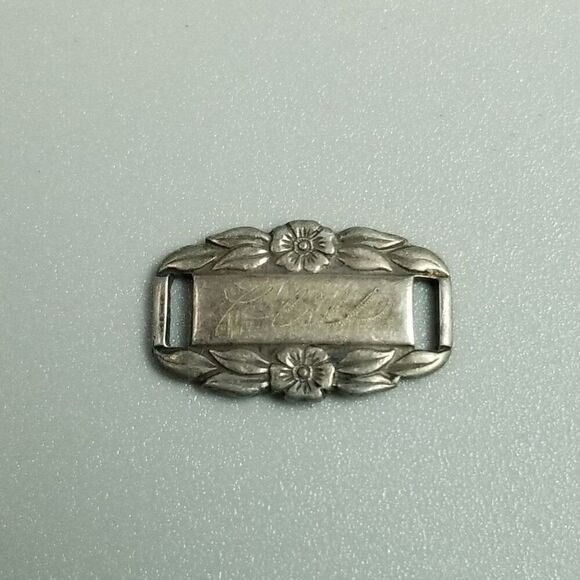Vintage Cliff Sterling Silver Forget-Me-Not Bracelet Charm Slide Link Engraved - Picture 2 of 7